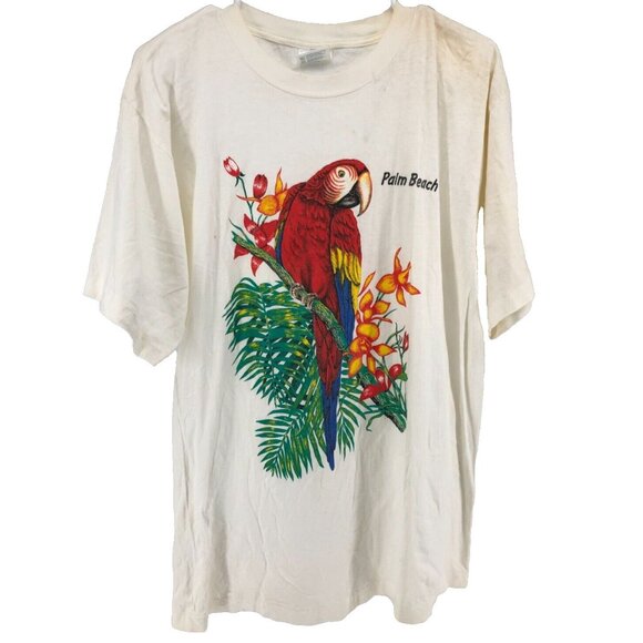 Sherry MFG Co. Other - Vintage 1980's Single Stitch Palm Beach Parrot T-Shirt Men's Size Large White